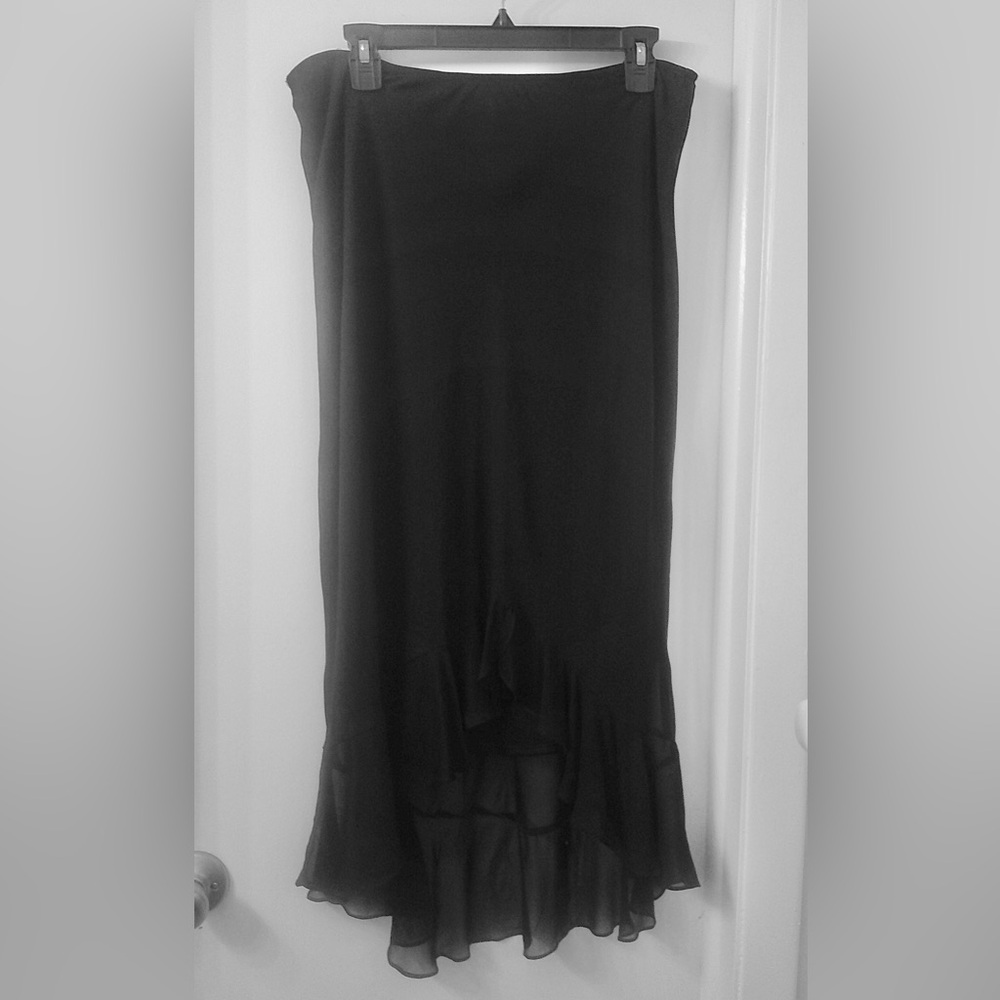 Vintage Betsey Johnson Black Maxi Skirt with Ruffled Hem